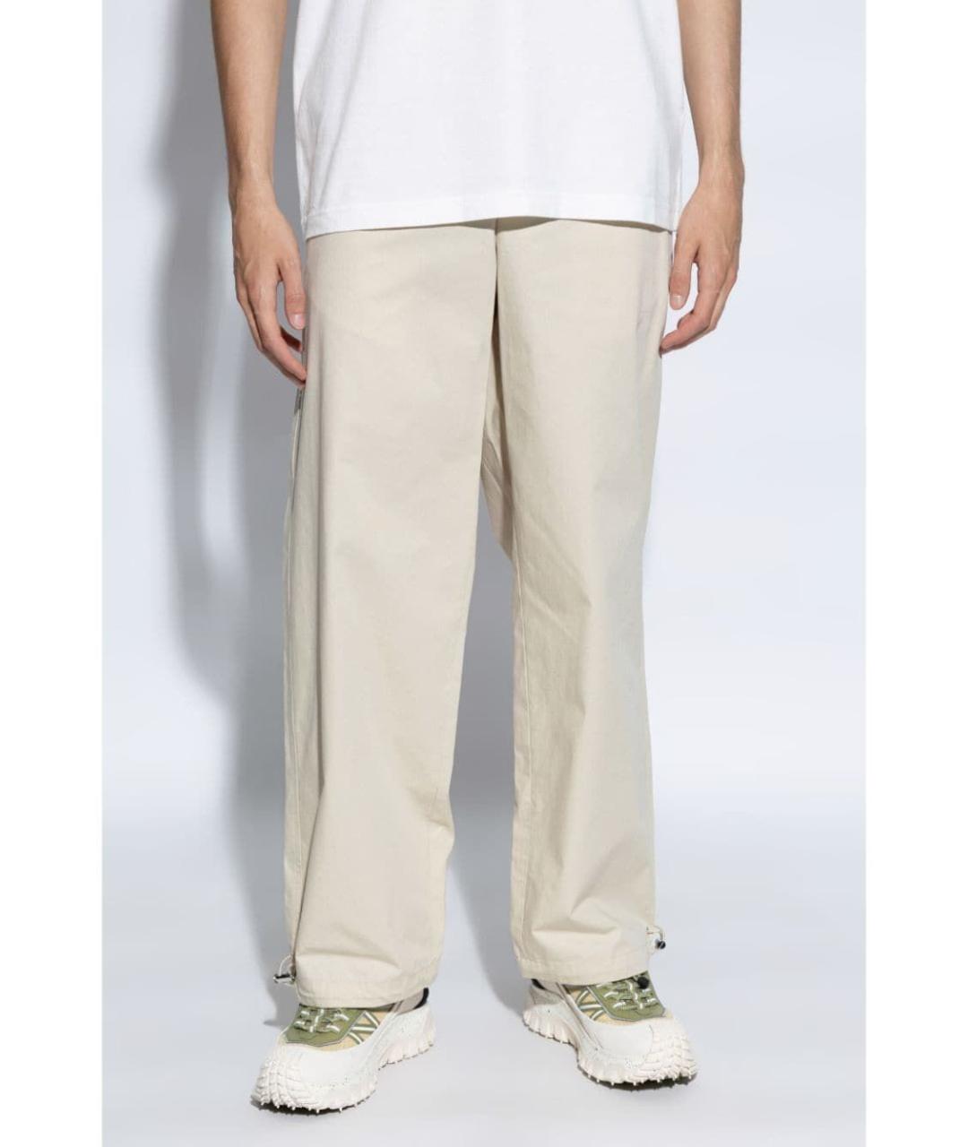 MONCLER Бежевые хлопковые повседневные брюки, фото 3