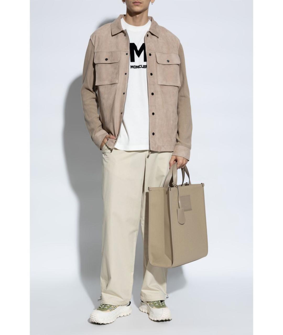 MONCLER Бежевые хлопковые повседневные брюки, фото 2