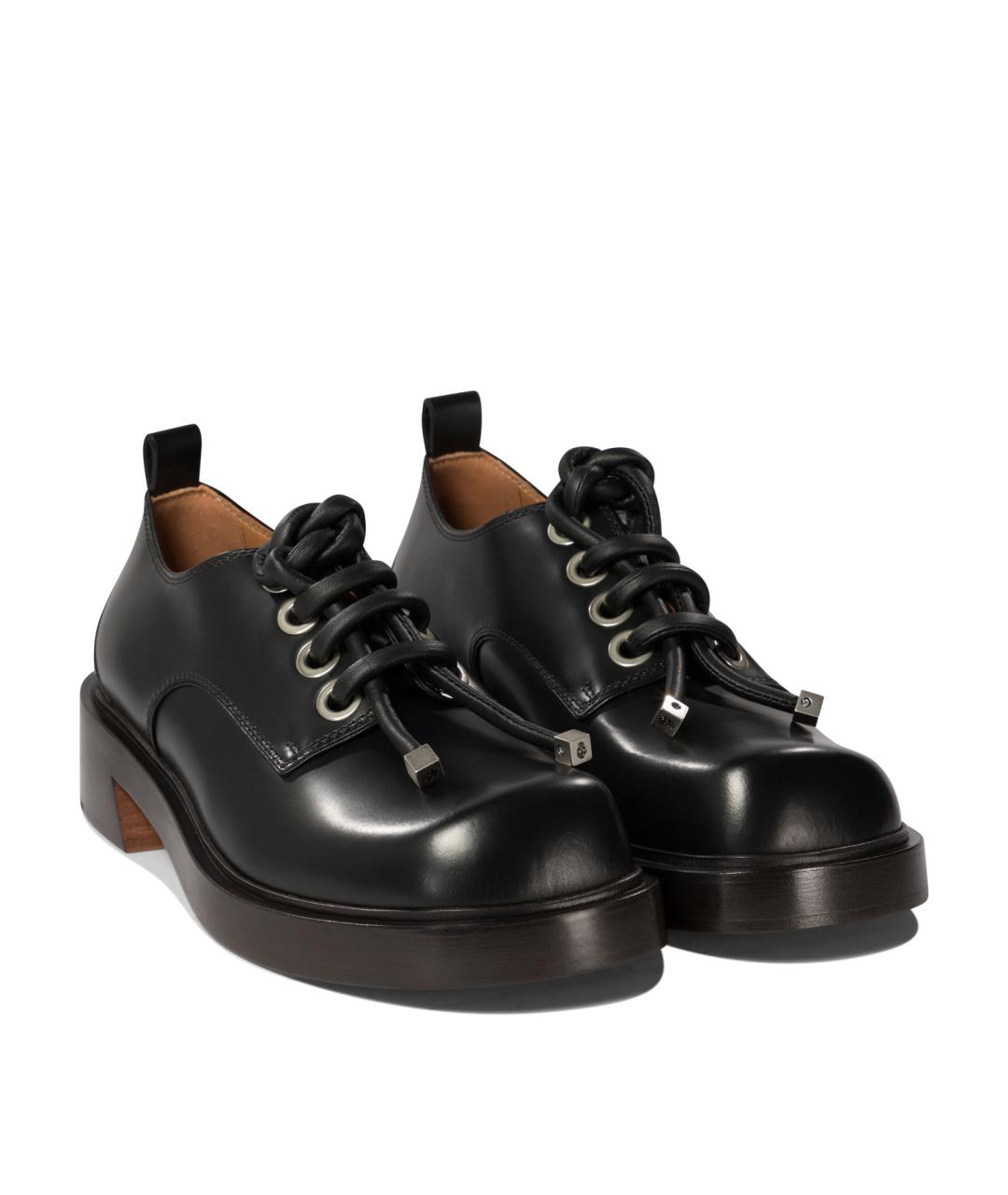 ALEXANDER MCQUEEN Черные кожаные низкие ботинки, фото 2