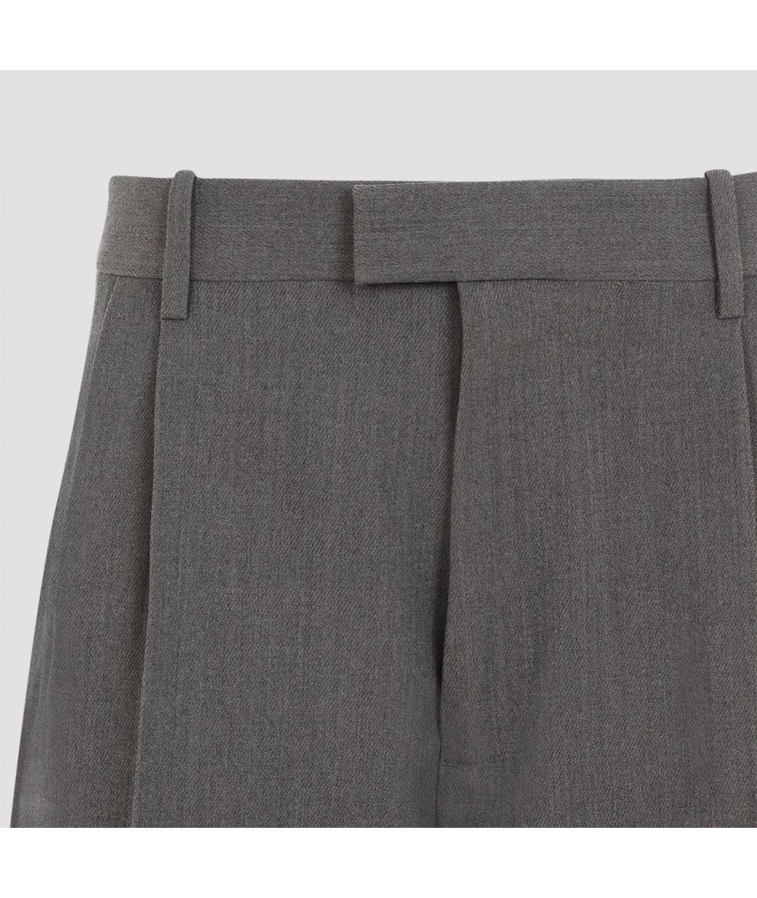 BOTTEGA VENETA Серые шерстяные прямые брюки, фото 3