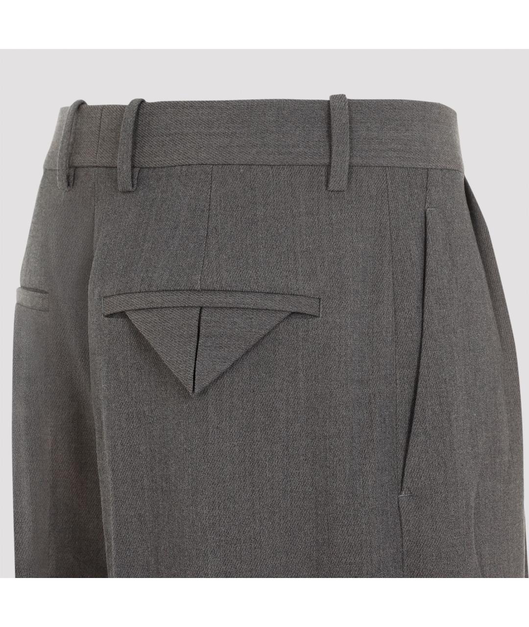 BOTTEGA VENETA Серые шерстяные прямые брюки, фото 4
