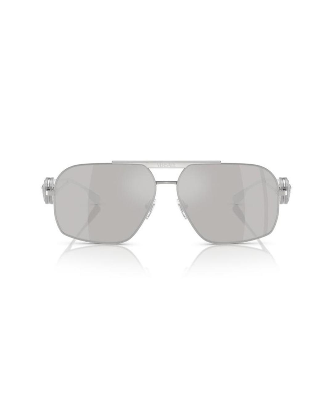 VERSACE Серебряные металлические солнцезащитные очки, фото 2