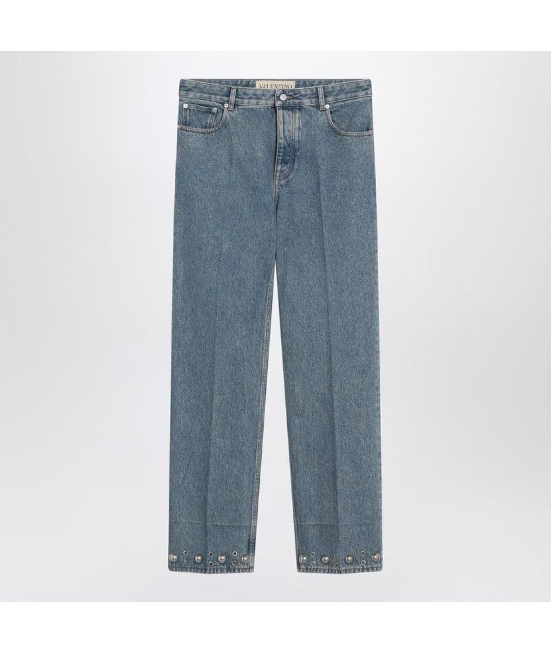 VALENTINO Голубые хлопковые прямые джинсы, фото 5