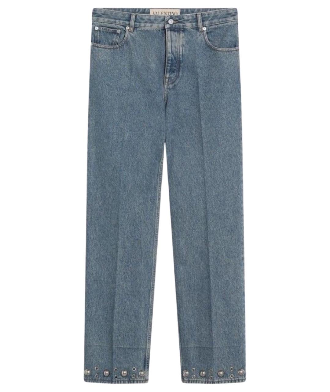 VALENTINO Голубые хлопковые прямые джинсы, фото 1