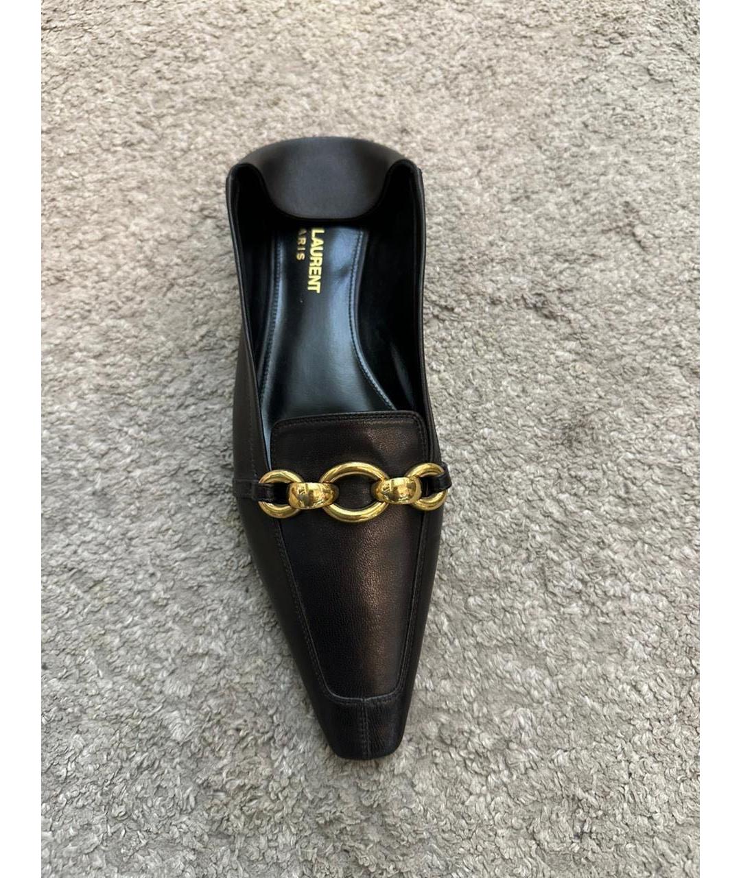SAINT LAURENT Черные кожаные мюли, фото 3