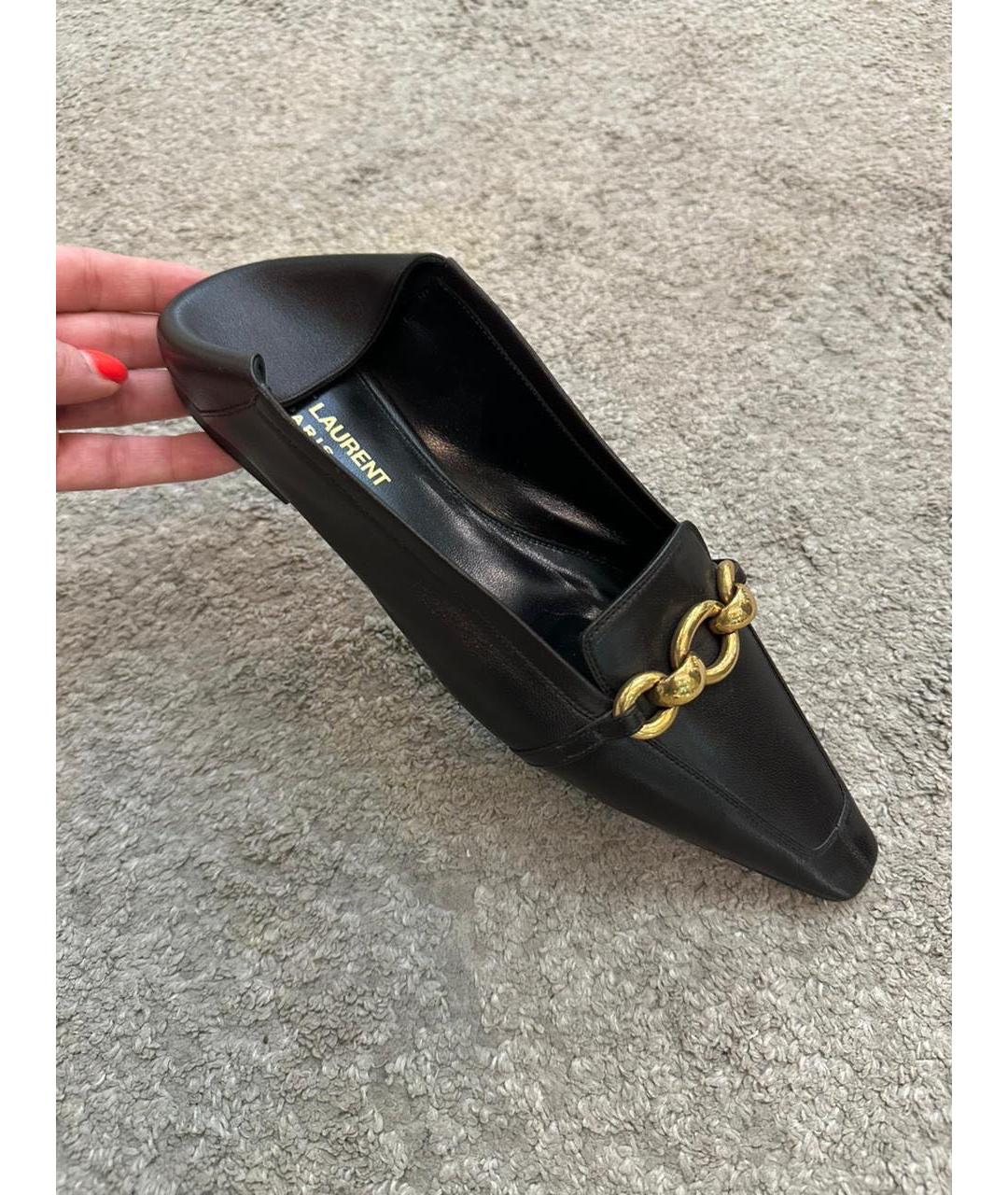 SAINT LAURENT Черные кожаные мюли, фото 4