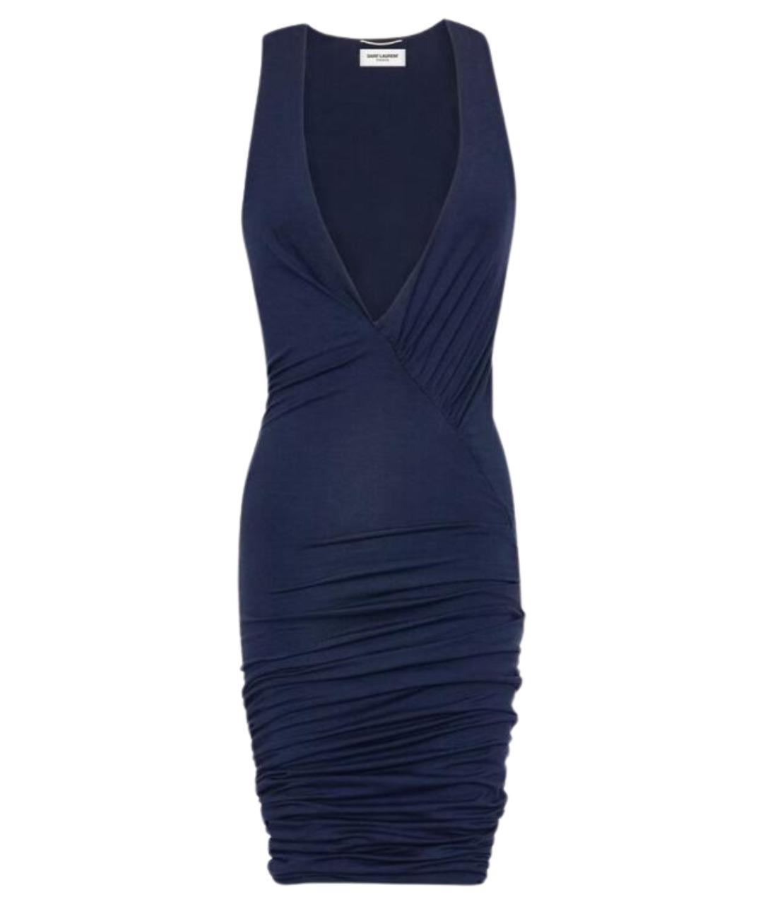 SAINT LAURENT Синее вискозное повседневное платье, фото 1