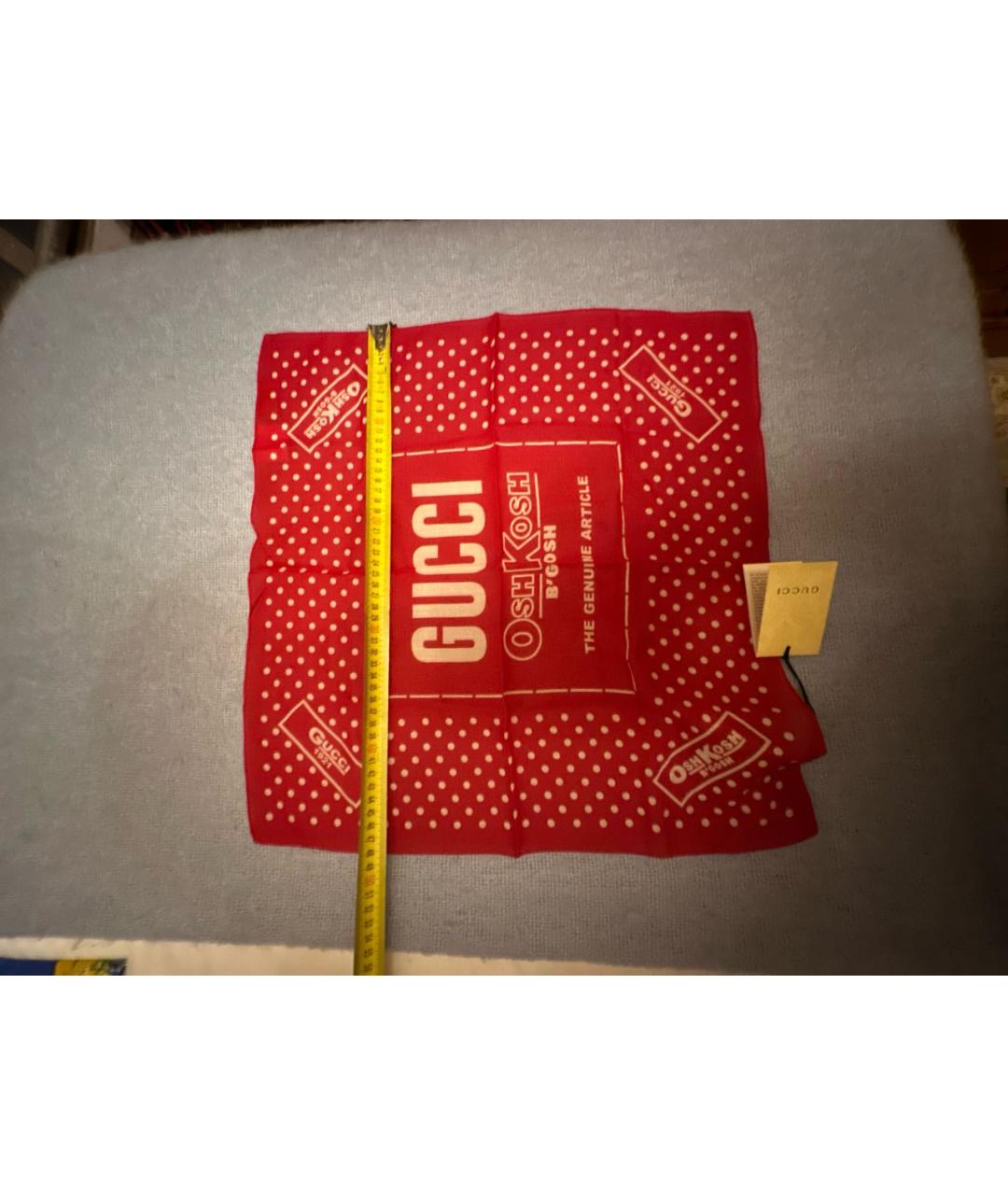 GUCCI Красный шелковый шарф, фото 5