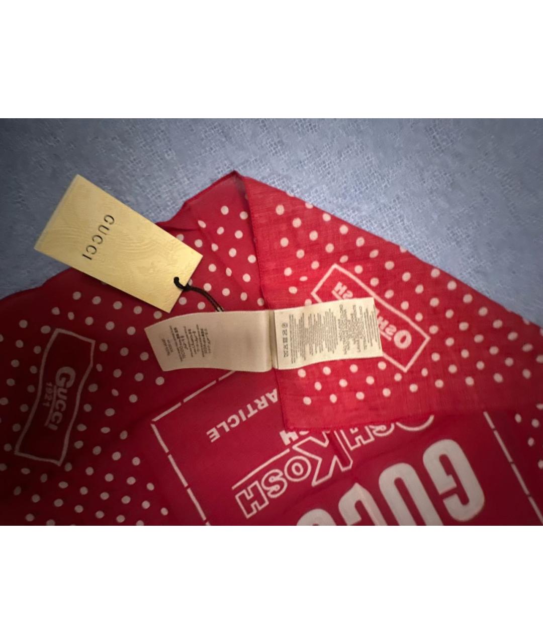 GUCCI Красный шелковый шарф, фото 2