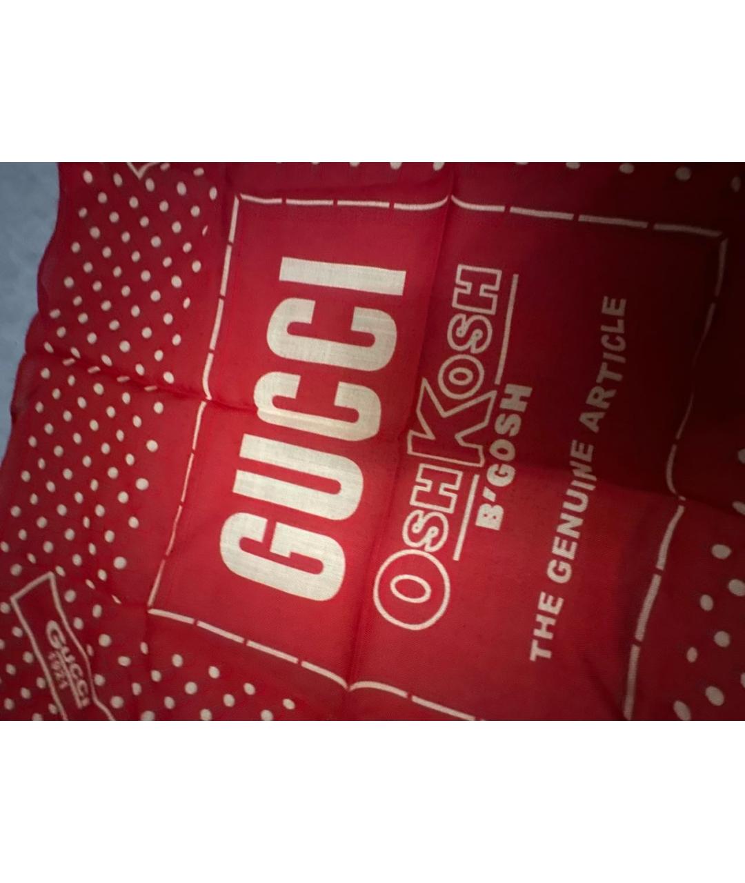 GUCCI Красный шелковый шарф, фото 6