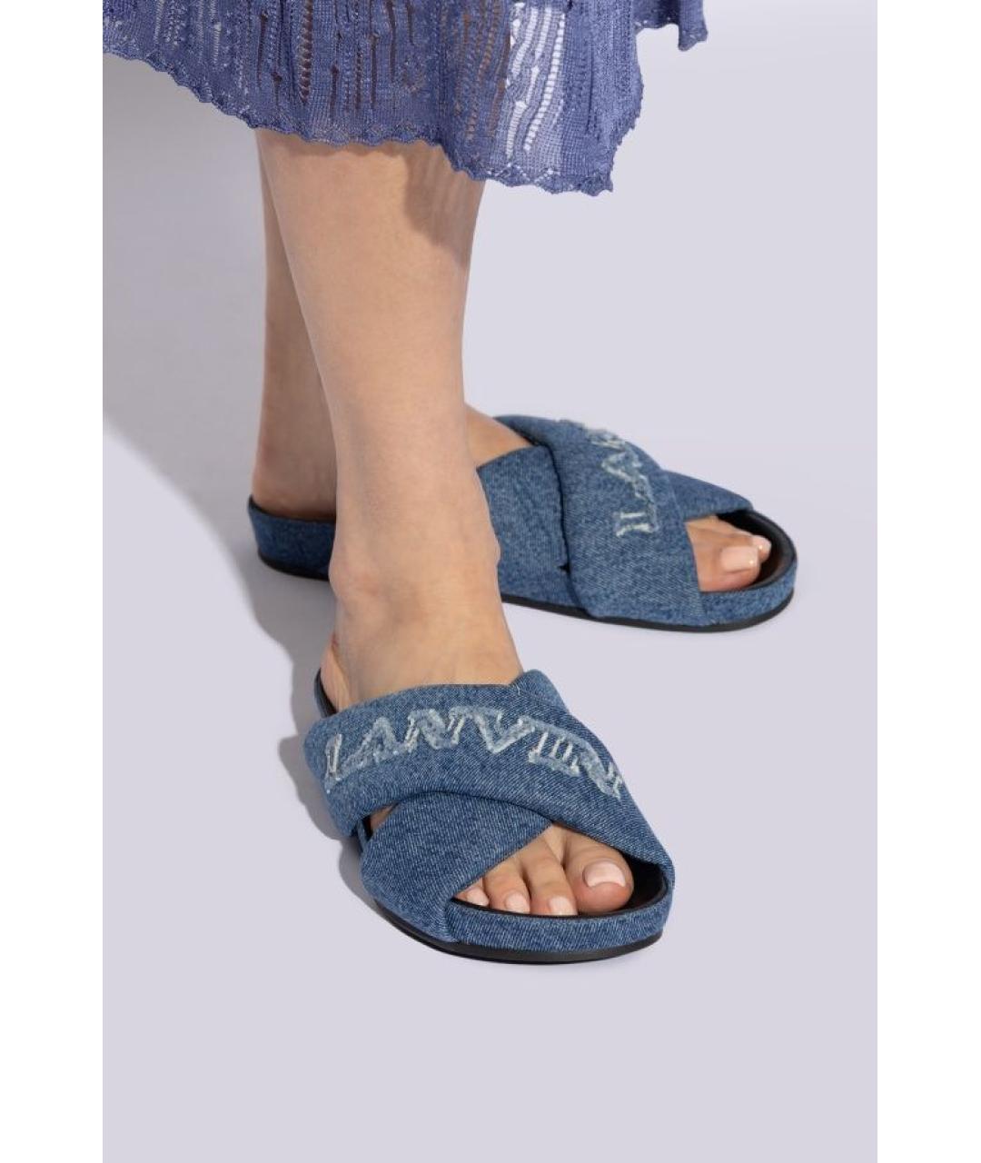 LANVIN Синие текстильные сандалии, фото 2