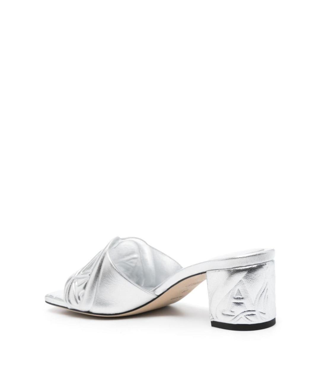 ALEXANDER MCQUEEN Серебряные кожаные сандалии, фото 3