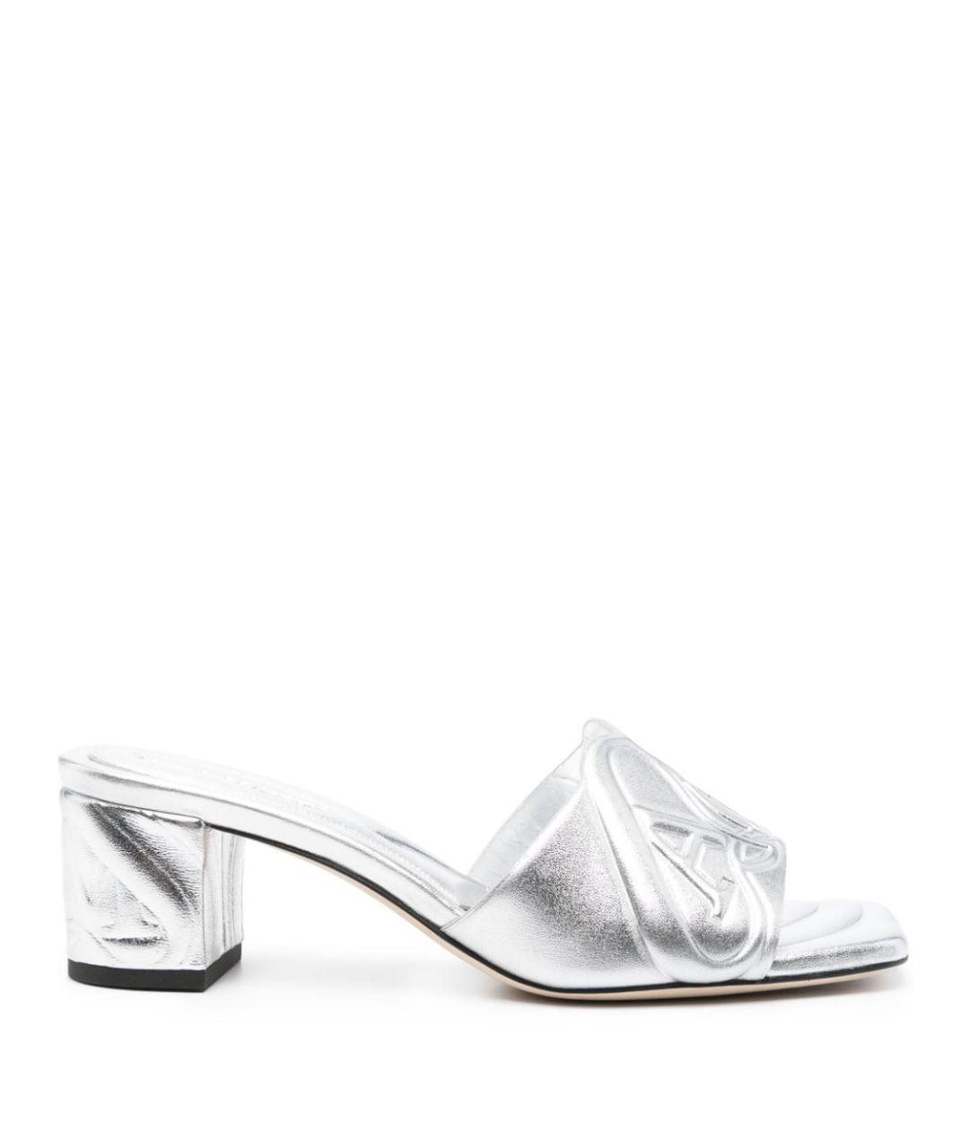ALEXANDER MCQUEEN Серебряные кожаные сандалии, фото 1