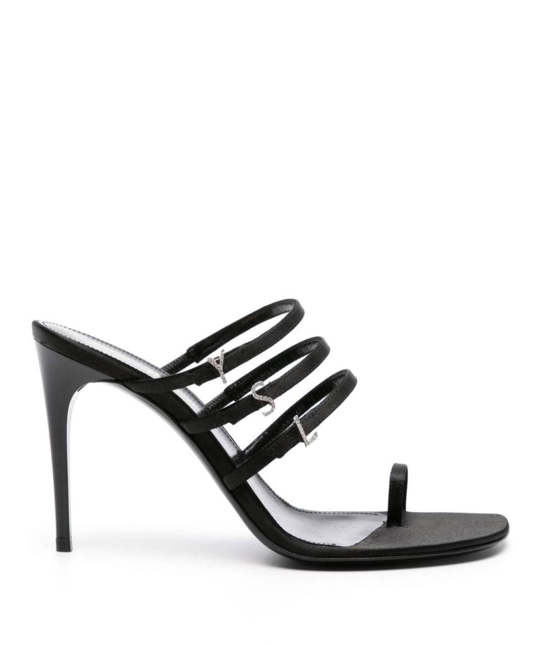 SAINT LAURENT Черные кожаные мюли, фото 1