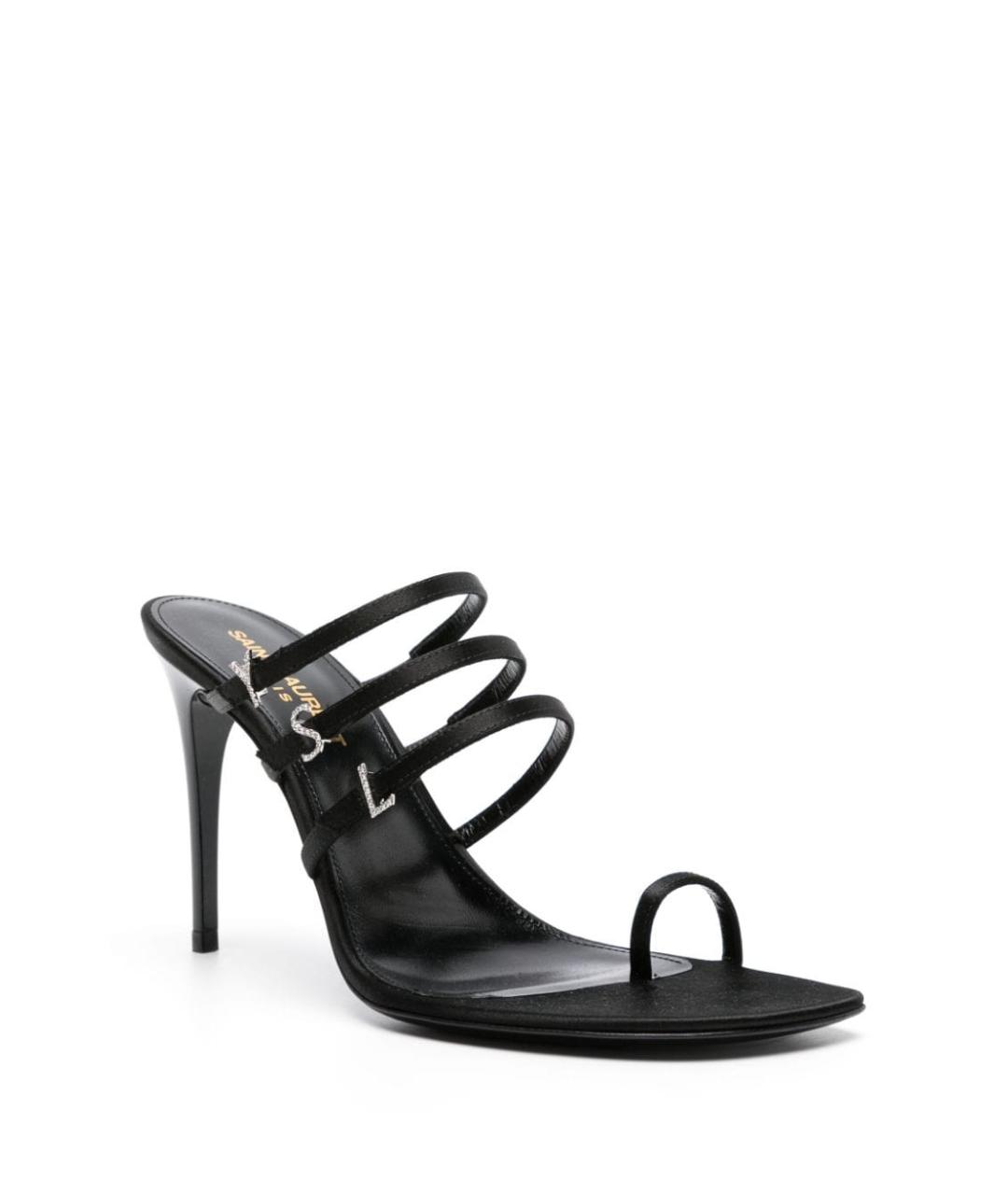 SAINT LAURENT Черные кожаные мюли, фото 3