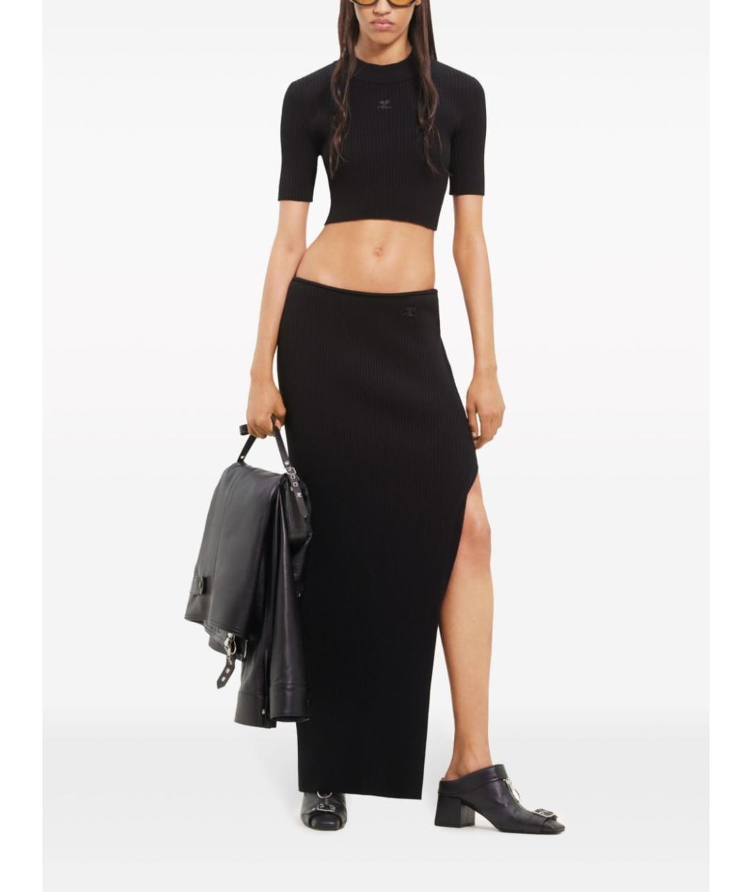 COURREGES Черная полиэстеровая юбка макси, фото 3