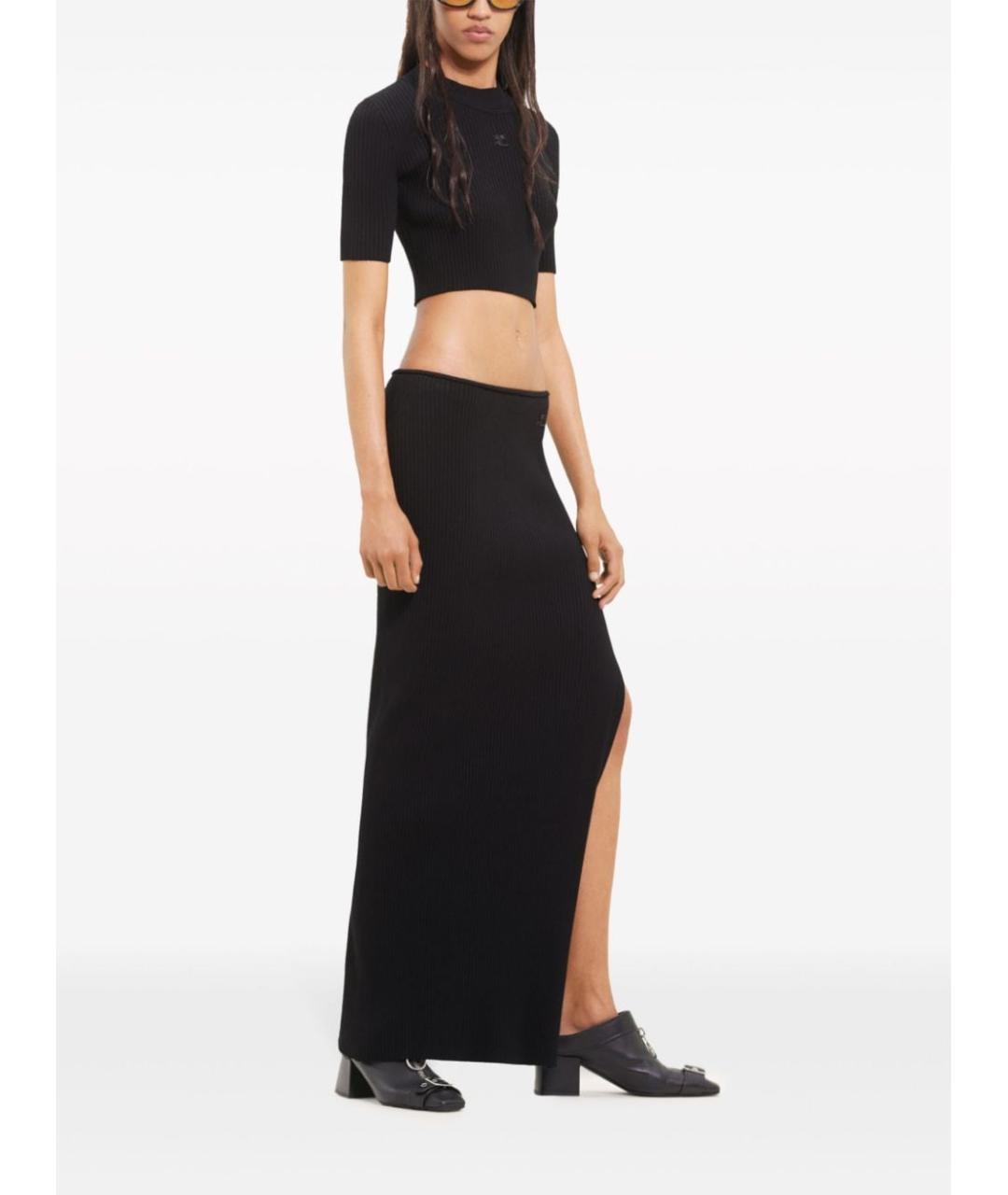 COURREGES Черная полиэстеровая юбка макси, фото 4