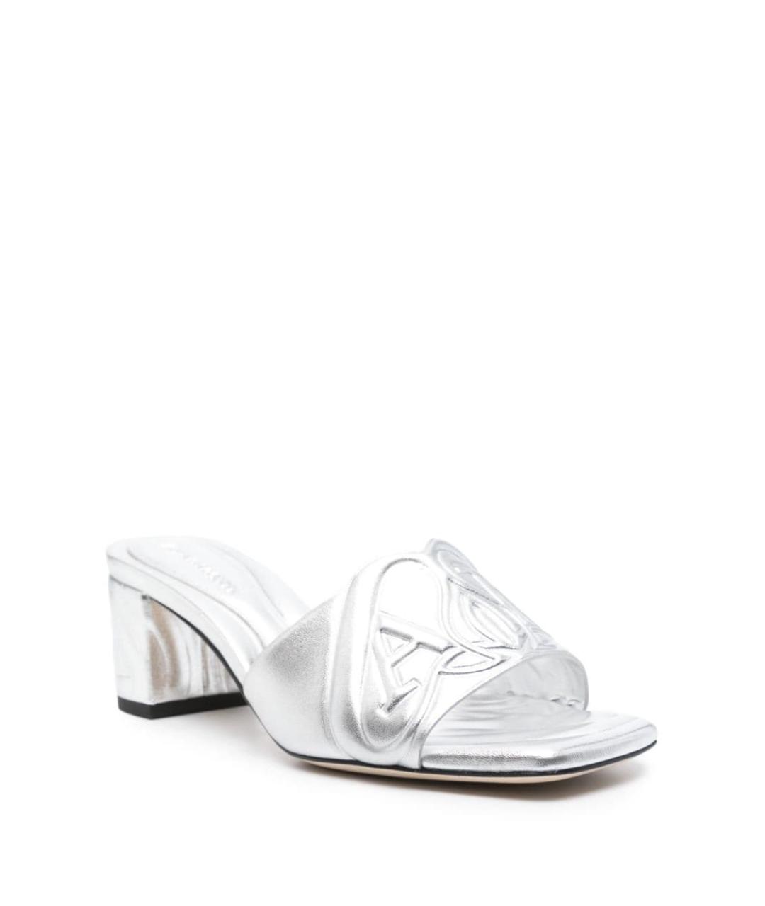 ALEXANDER MCQUEEN Серебряные кожаные сандалии, фото 2