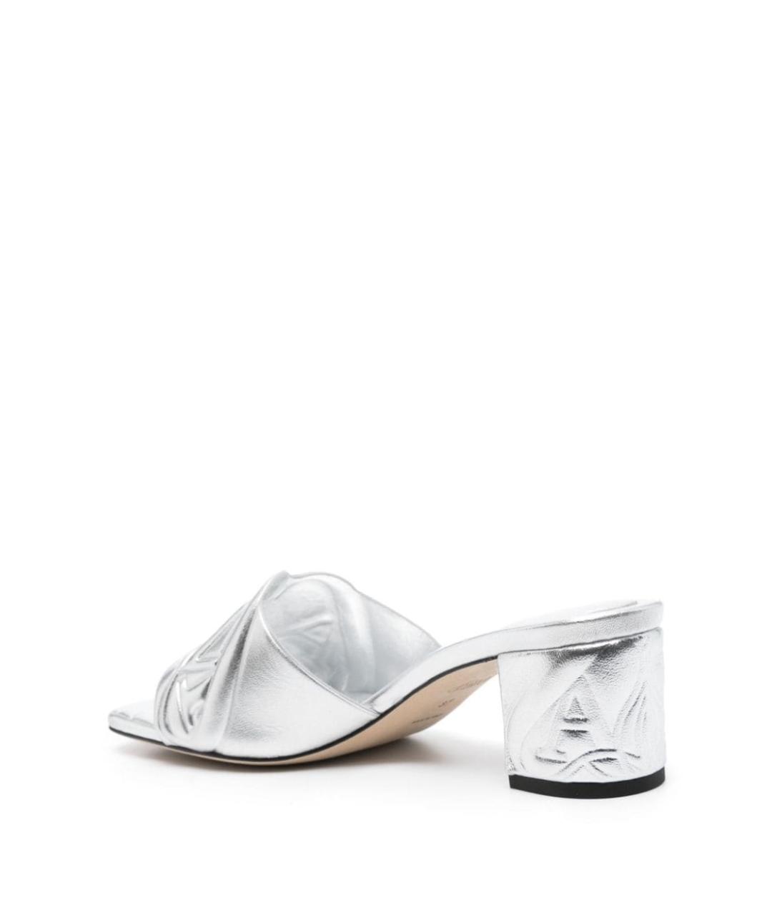 ALEXANDER MCQUEEN Серебряные кожаные сандалии, фото 3