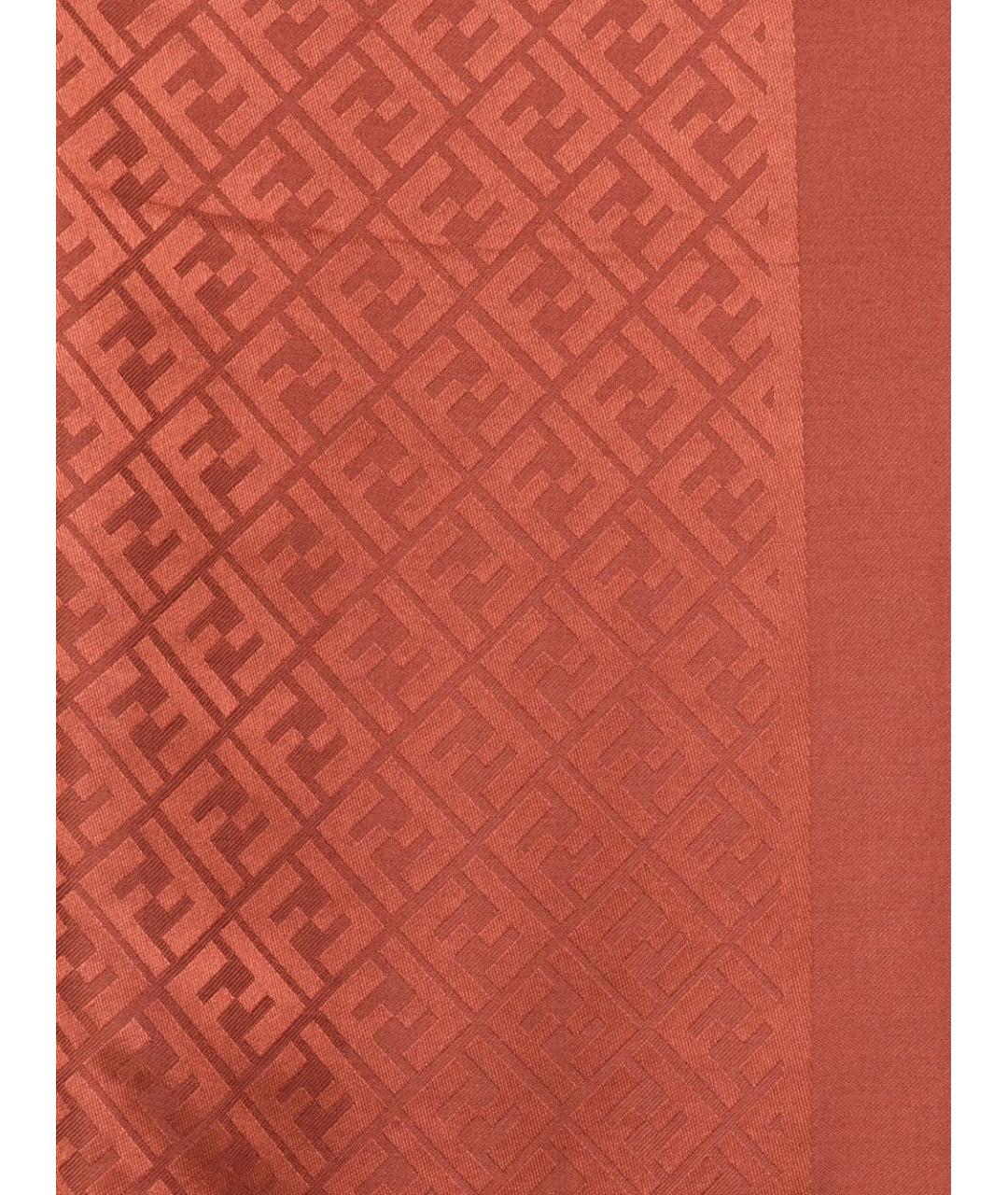 FENDI Красный шелковый шарф, фото 2