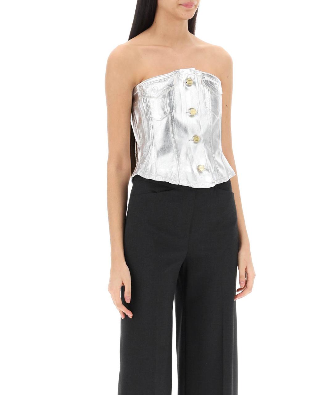 GANNI Серебряная хлопковая майка, фото 2