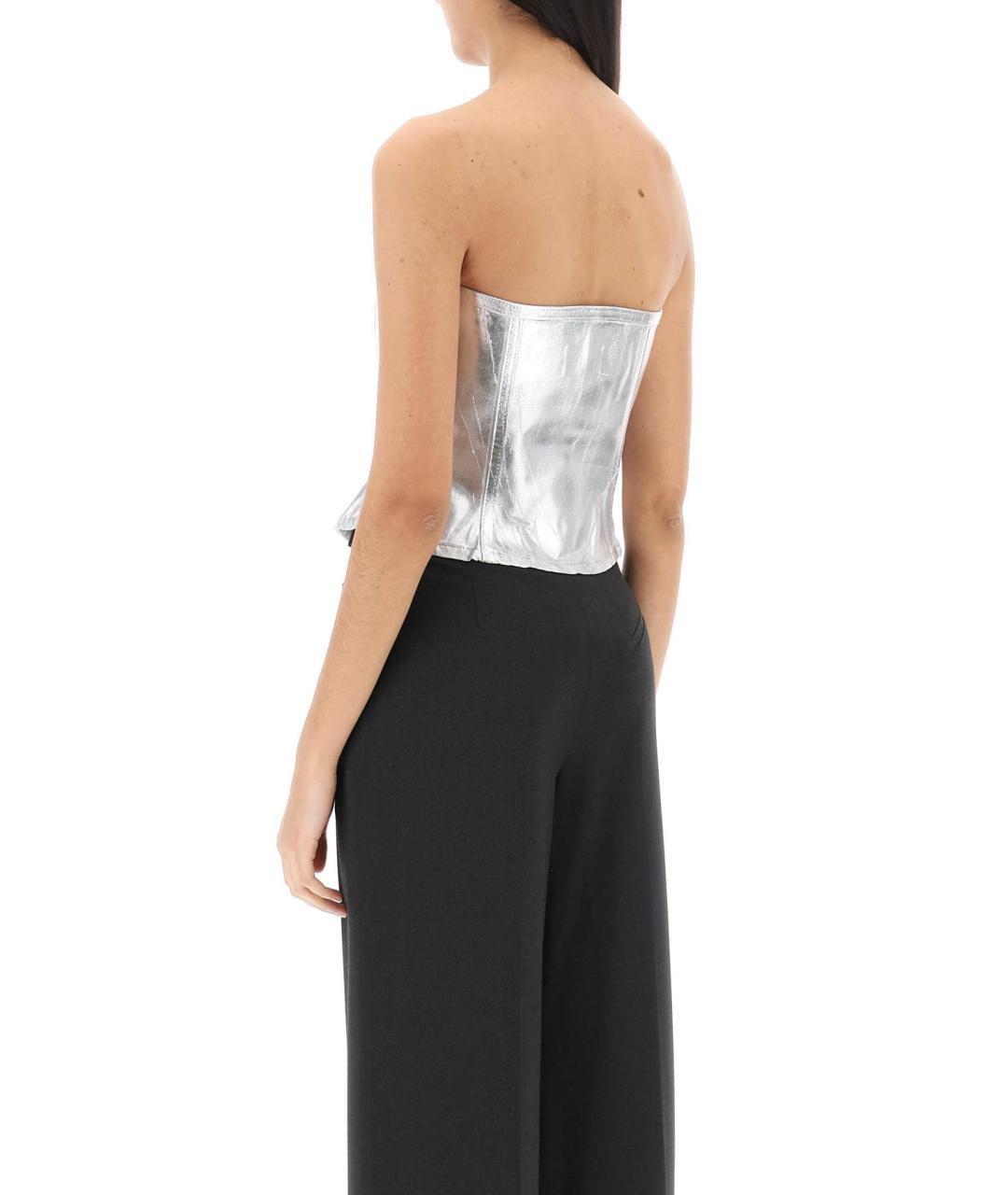 GANNI Серебряная хлопковая майка, фото 3