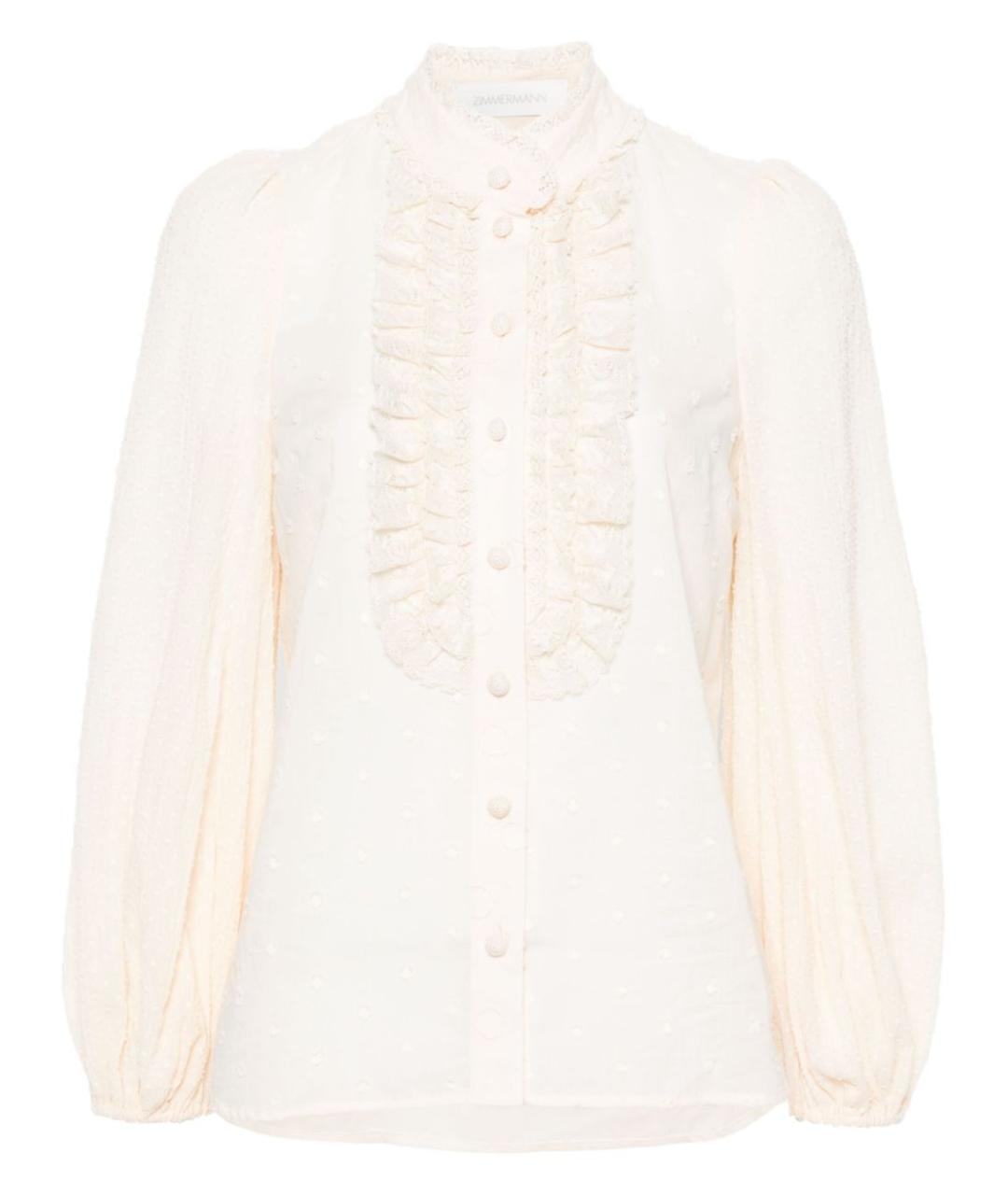 ZIMMERMANN Бежевая хлопковая рубашка, фото 1