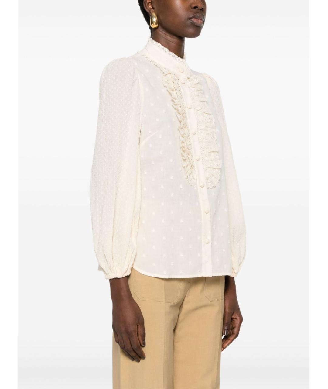 ZIMMERMANN Бежевая хлопковая рубашка, фото 4