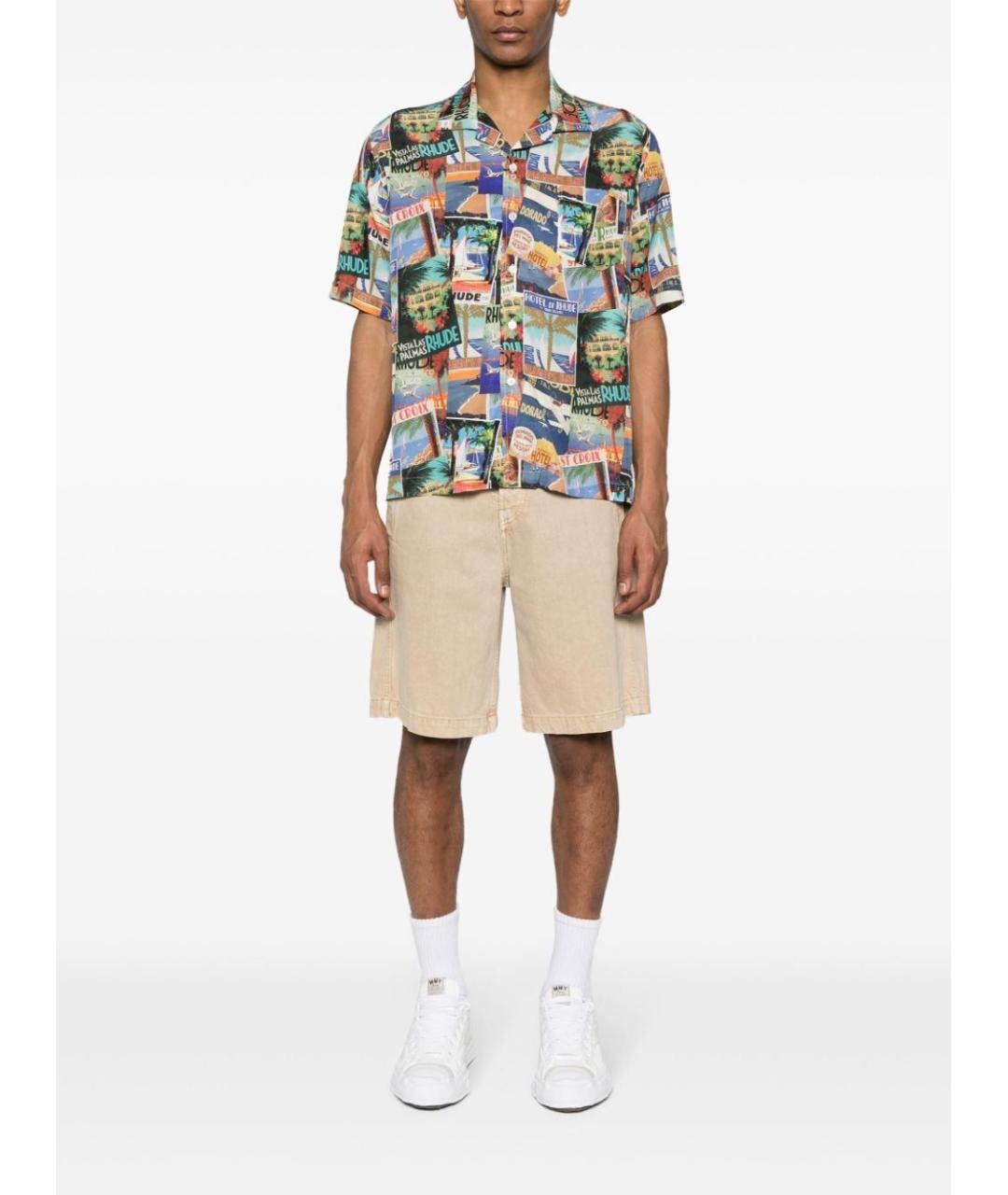 RHUDE Синяя шелковая кэжуал рубашка, фото 2