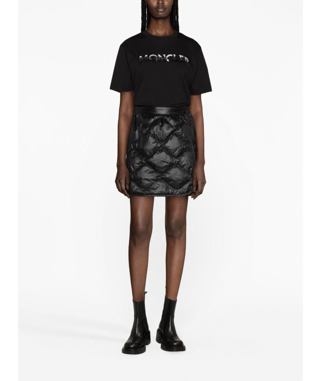 MONCLER Черная хлопковая футболка, фото 2