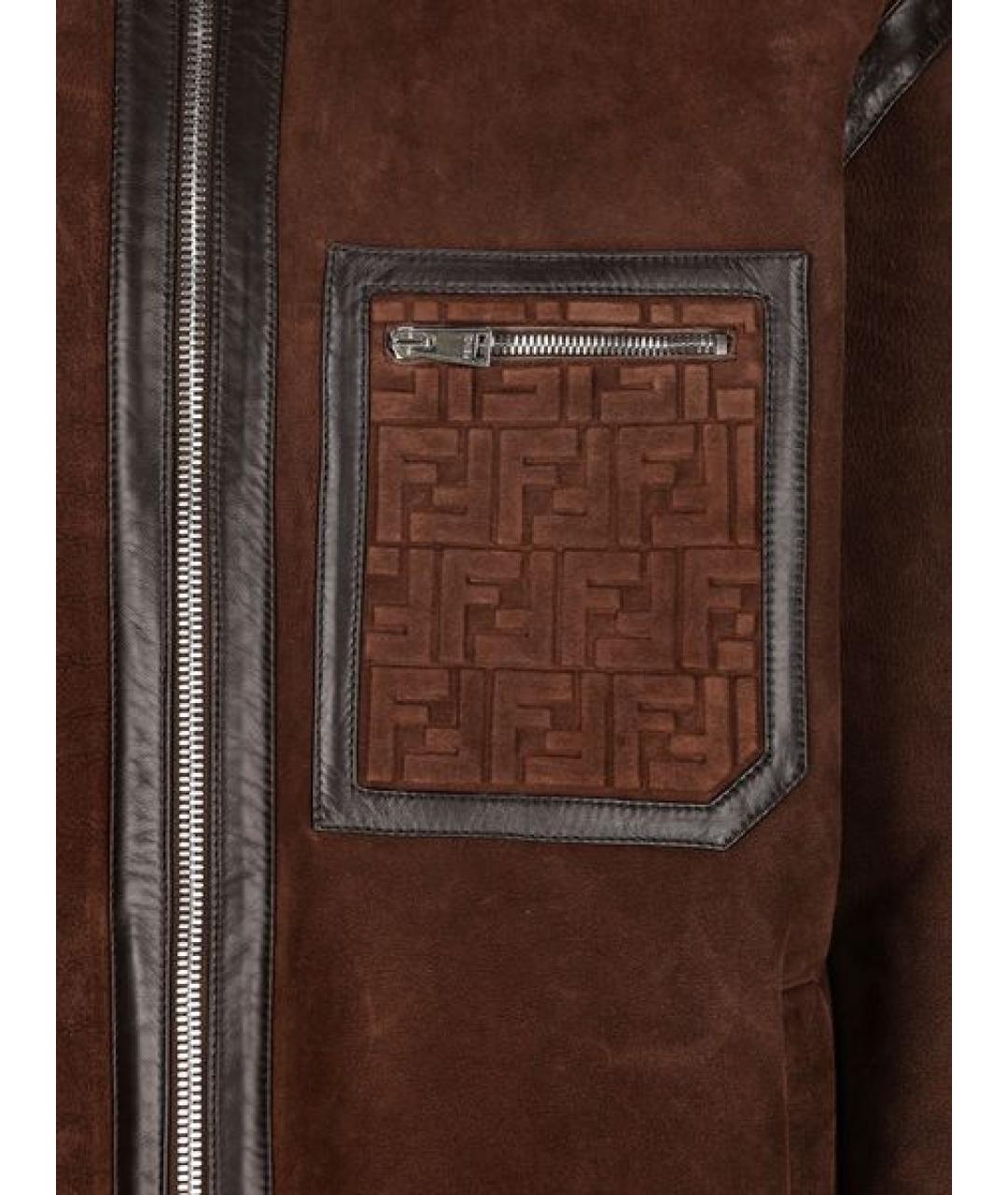FENDI Коричневая кожаная дубленка/шуба, фото 3