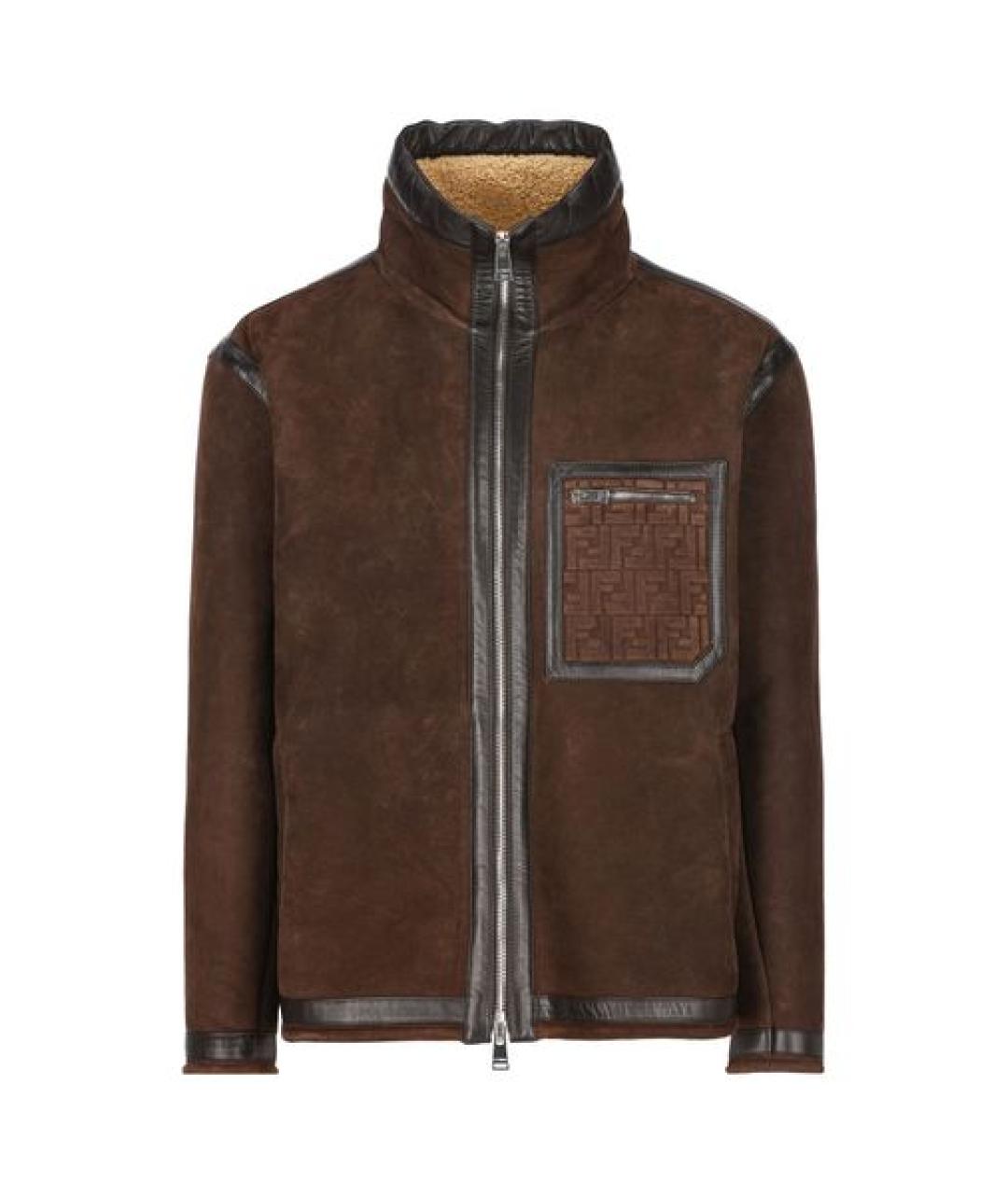 FENDI Коричневая кожаная дубленка/шуба, фото 1