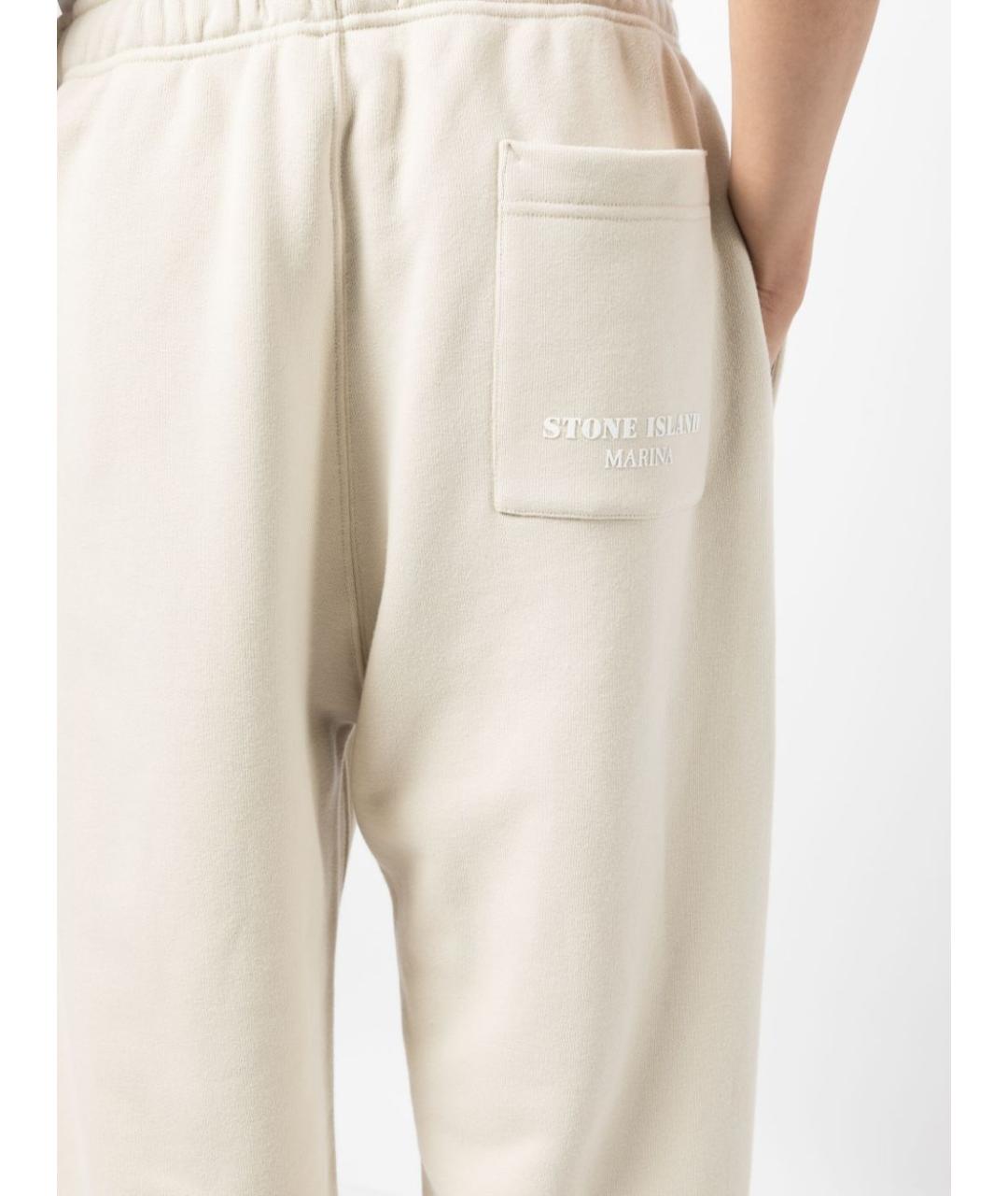 STONE ISLAND Бежевые хлопковые повседневные брюки, фото 5