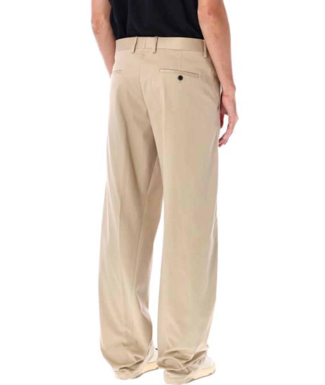 LANVIN Бежевые хлопковые повседневные брюки, фото 2