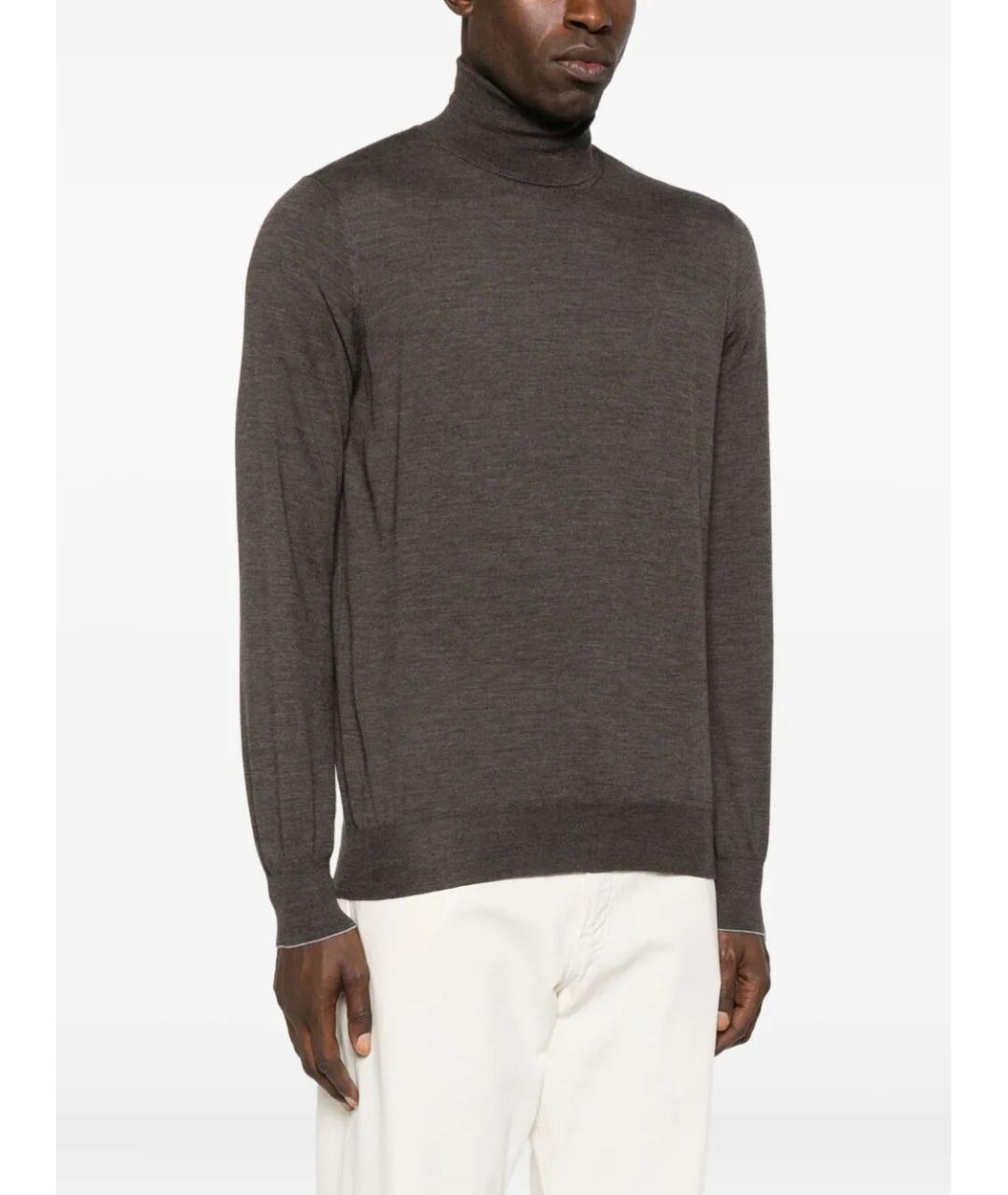 BRUNELLO CUCINELLI Коричневый кашемировый джемпер / свитер, фото 3