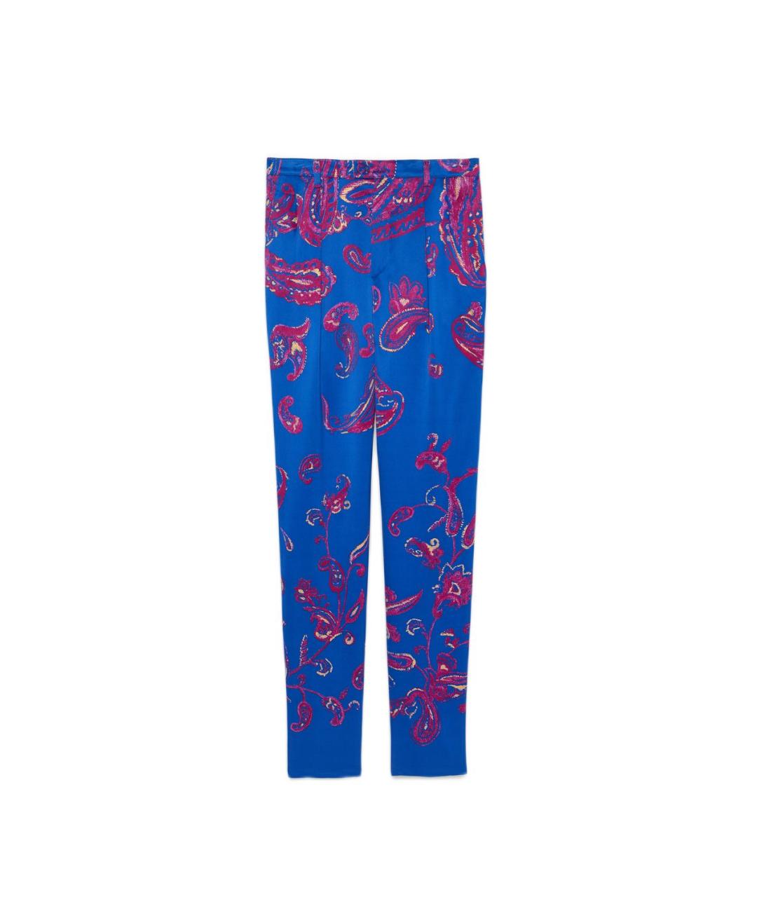 SAINT LAURENT Синие шелковые повседневные брюки, фото 1