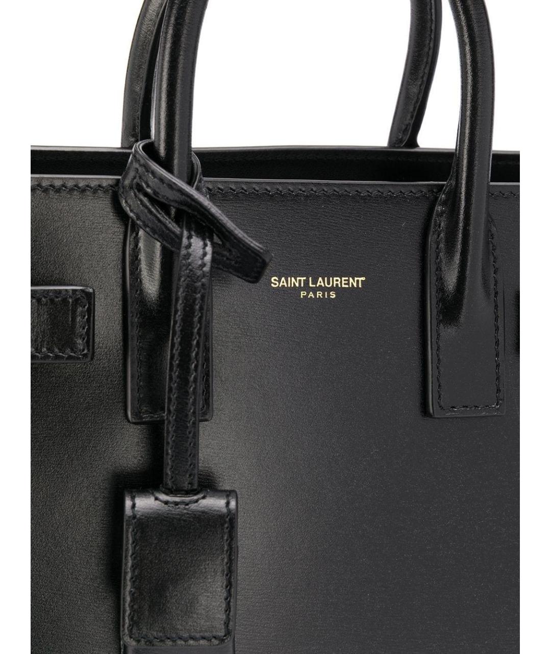 SAINT LAURENT Черная кожаная сумка тоут, фото 4