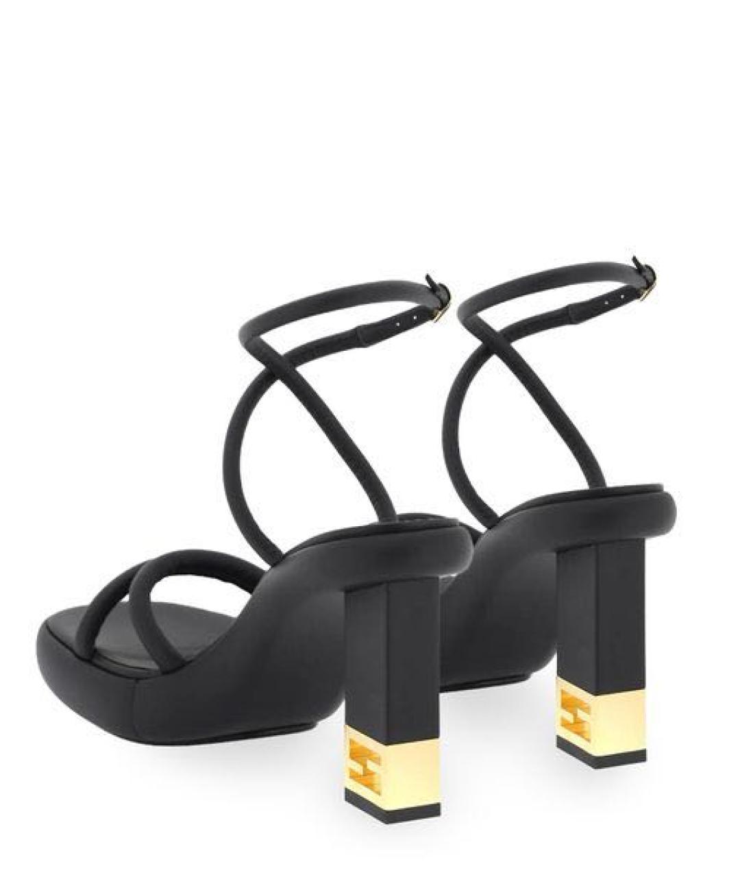 FENDI Черные кожаные босоножки, фото 3