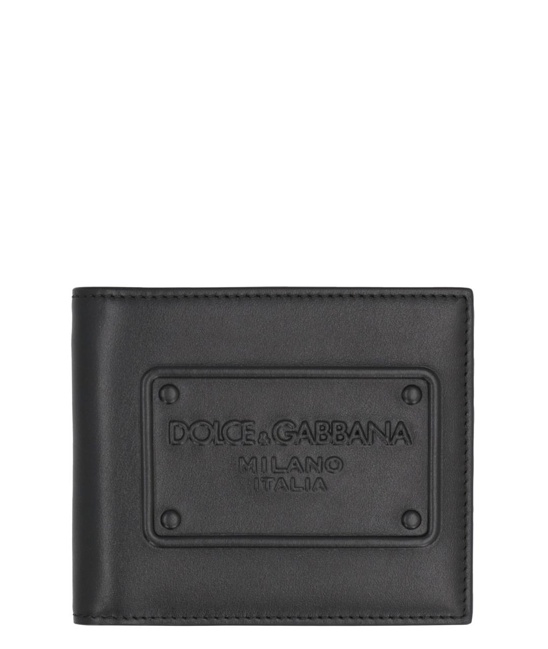 DOLCE&GABBANA Черный кожаный кошелек, фото 1