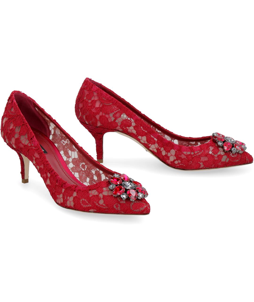 DOLCE&GABBANA Красные текстильные туфли, фото 3