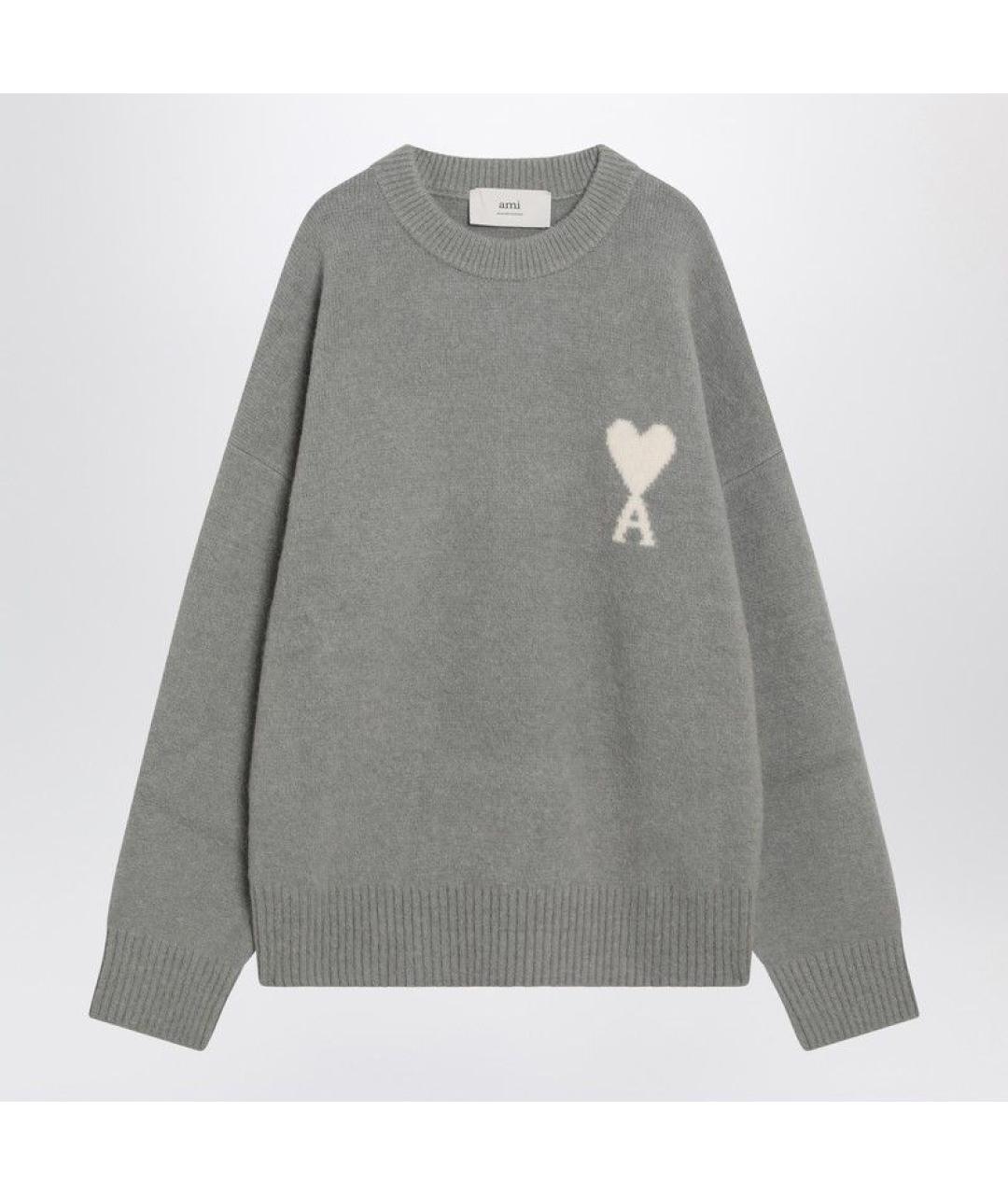 Ami Paris Серый шерстяной джемпер / свитер, фото 3