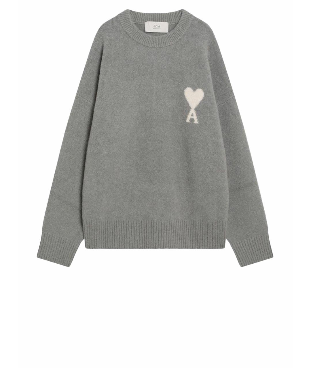 Ami Paris Серый шерстяной джемпер / свитер, фото 1