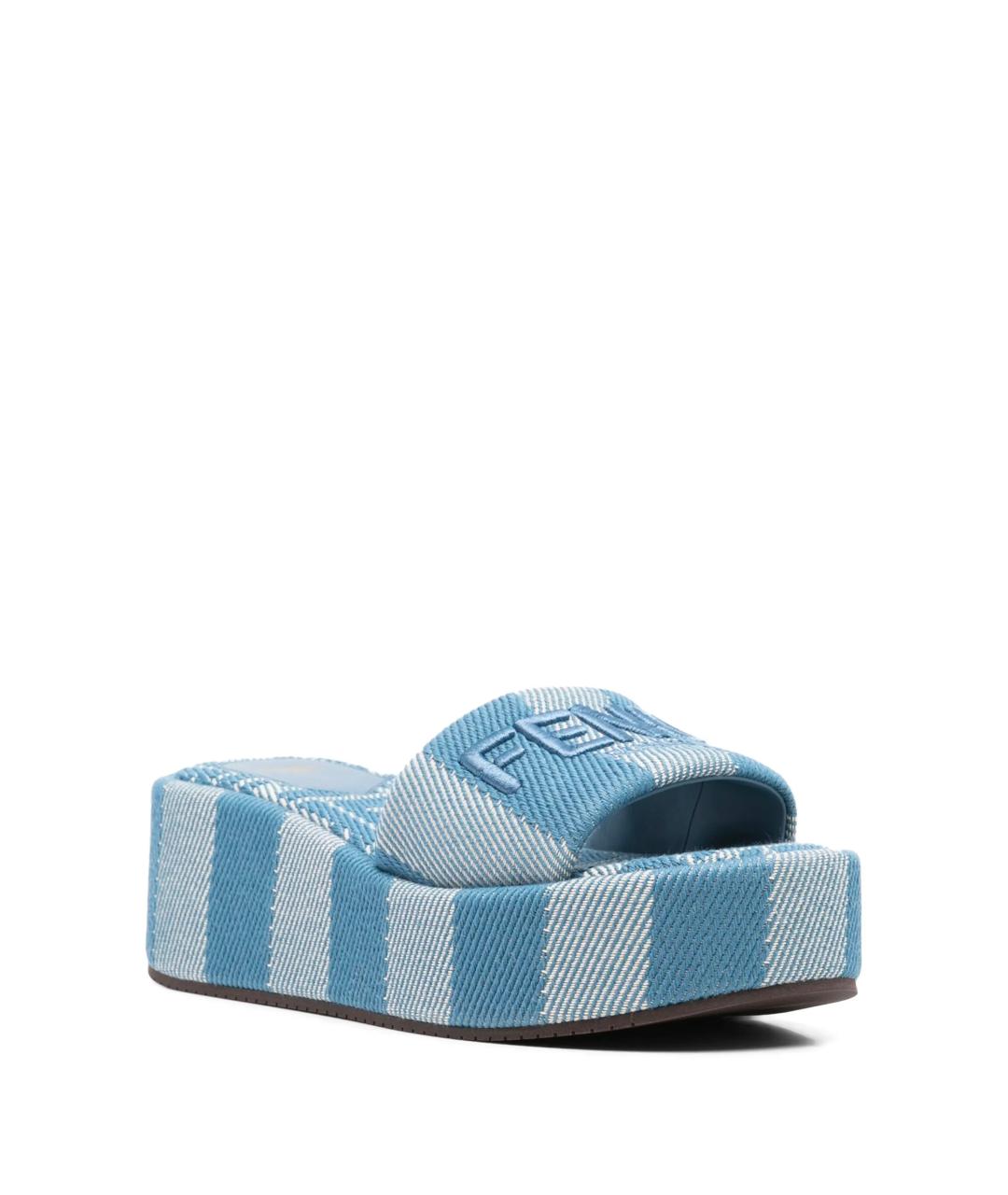 FENDI Синие текстильные сандалии, фото 2