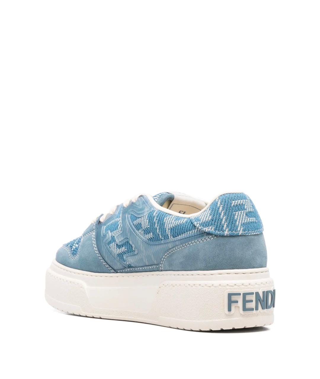 FENDI Голубые замшевые кеды, фото 3