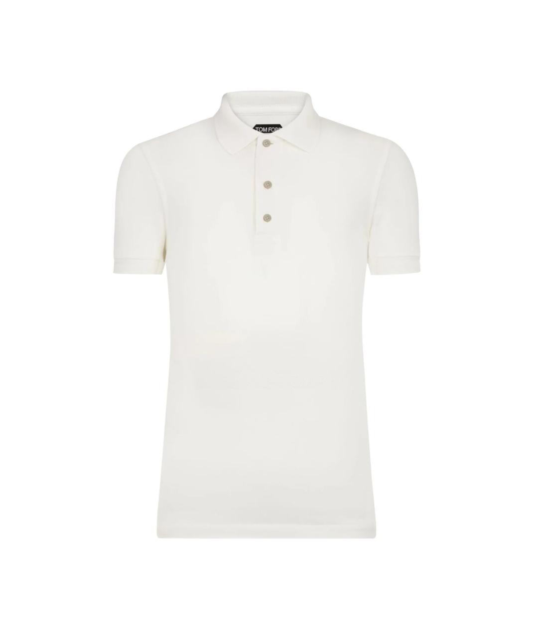 TOM FORD Белое хлопковое поло с коротким рукавом, фото 1