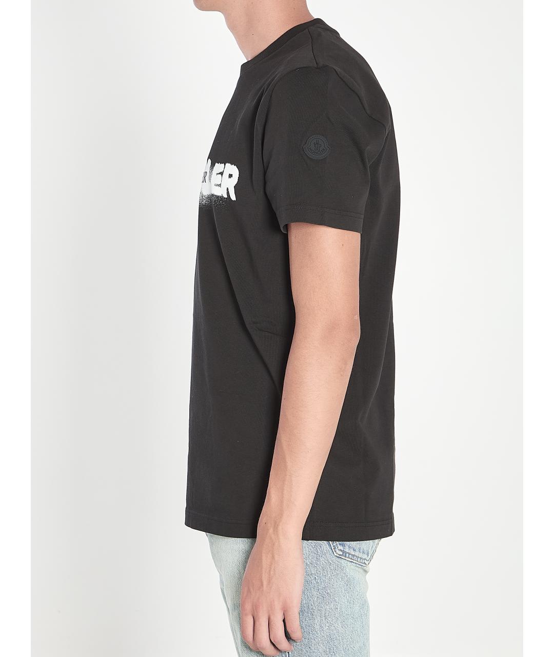 MONCLER Черная хлопковая футболка, фото 4