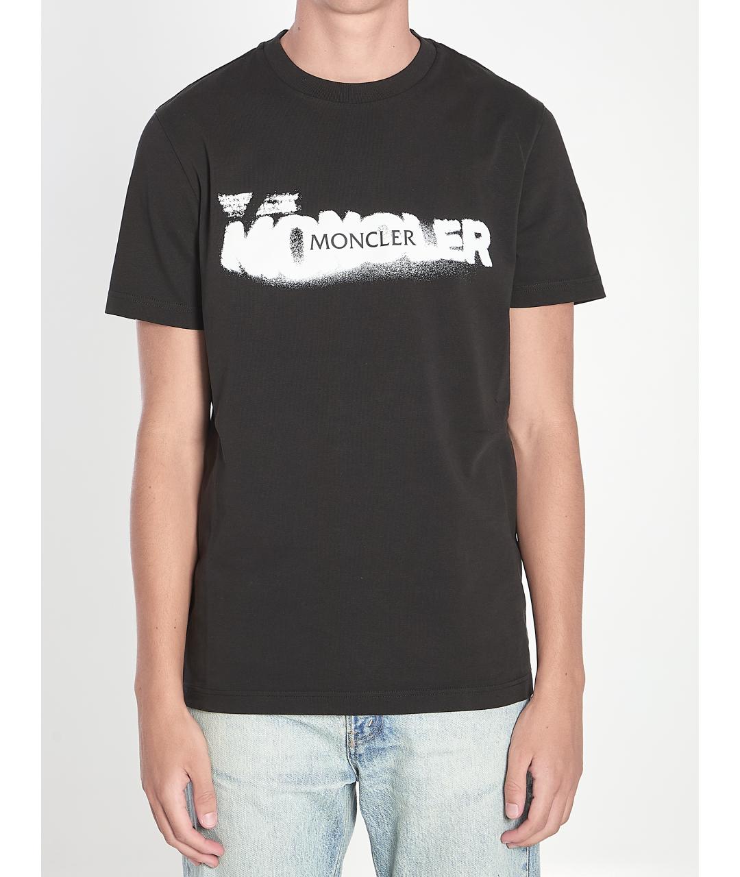 MONCLER Черная хлопковая футболка, фото 2
