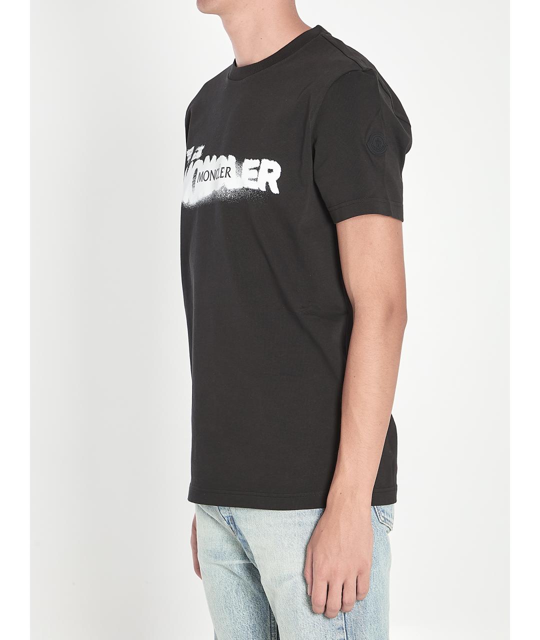 MONCLER Черная хлопковая футболка, фото 3