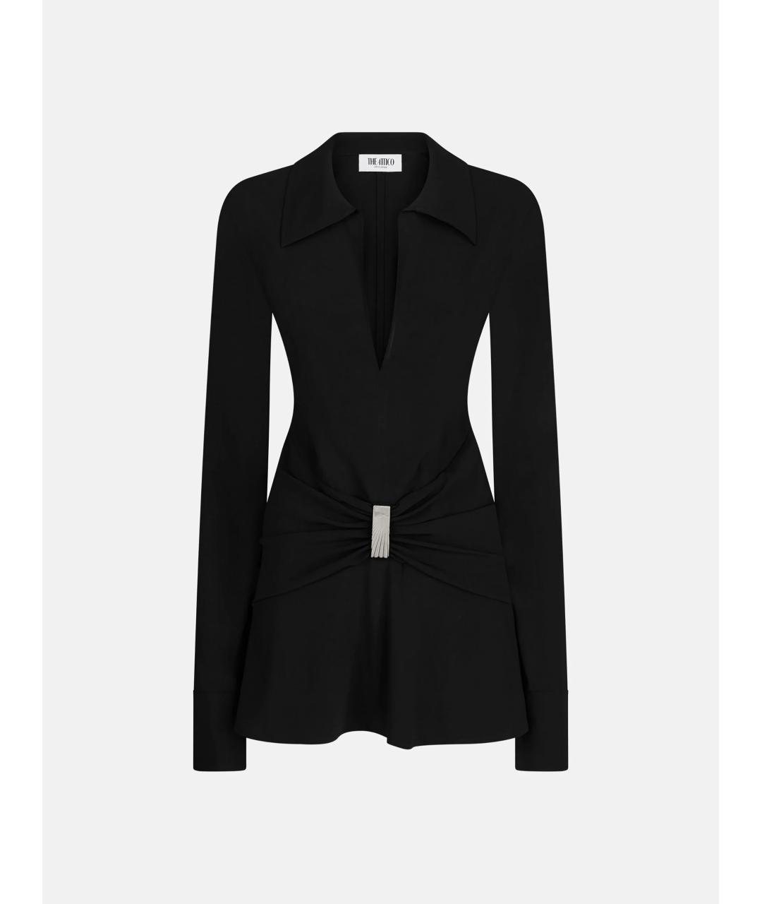 THE ATTICO Черное ацетатное повседневное платье, фото 6