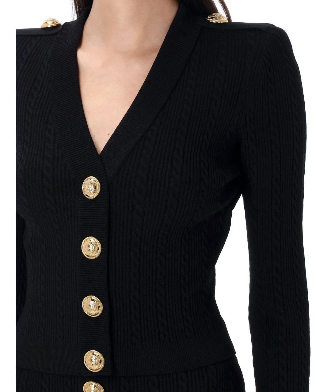 BALMAIN Черный полиэстеровый кардиган, фото 4